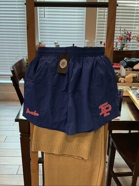 Inaka Power Blue Athletic Shorts with Pink Accents